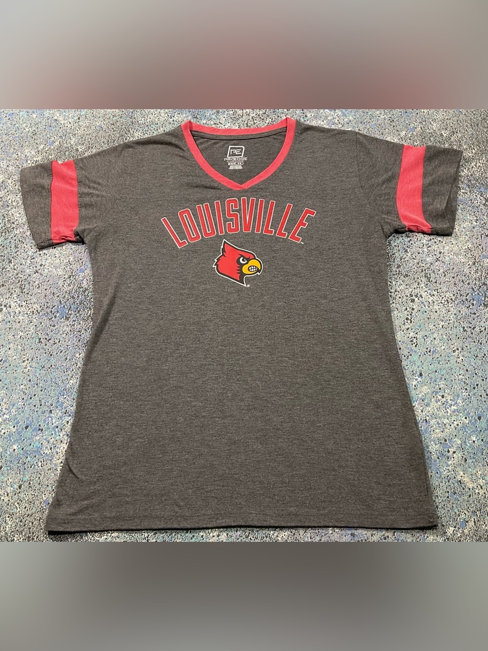 Louisville Cardinals Gray & Red V-Neck Tee